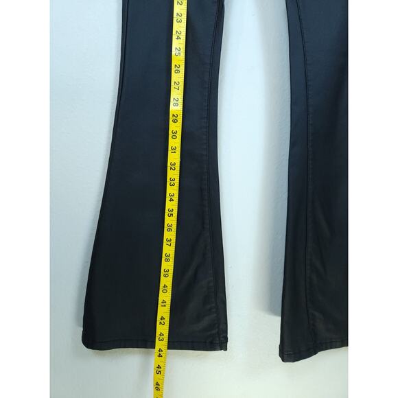 Edikted Medium High-rise Black Coated Faux Leather Flare And Stretchy Pants - Picture 9 of 12
